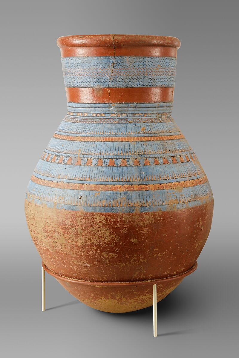 Blue-painted Storage jar