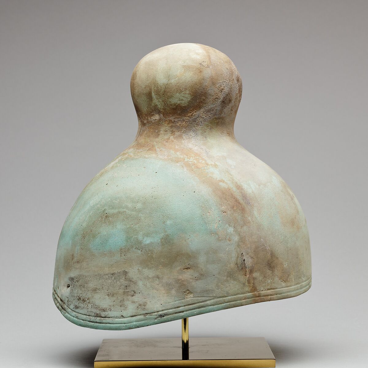 Ceremonial helmet? / funerary crown? inscribed for the Osiris Hor-Psamtik, Faience