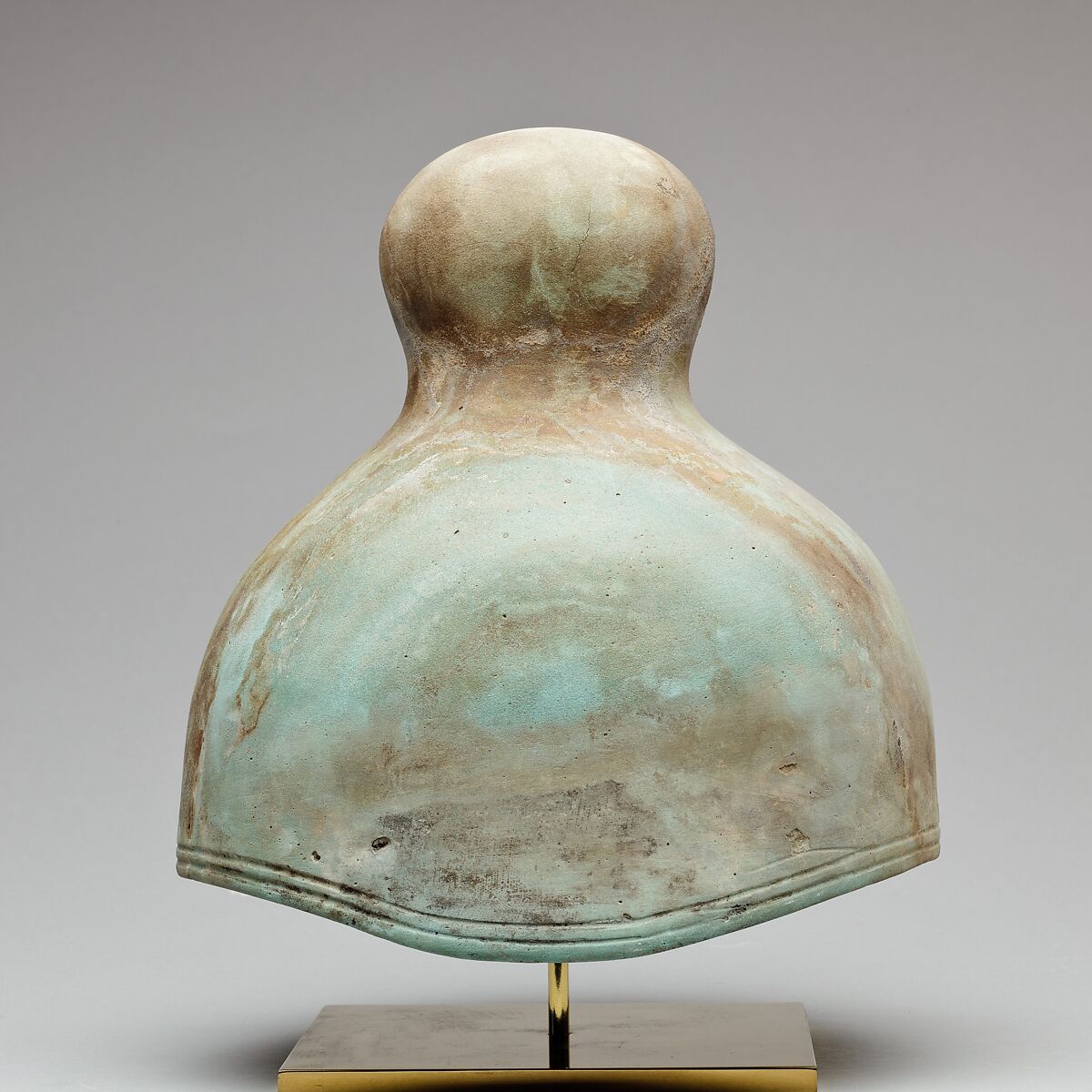 Ceremonial helmet? / funerary crown? inscribed for the Osiris Hor-Psamtik, Faience