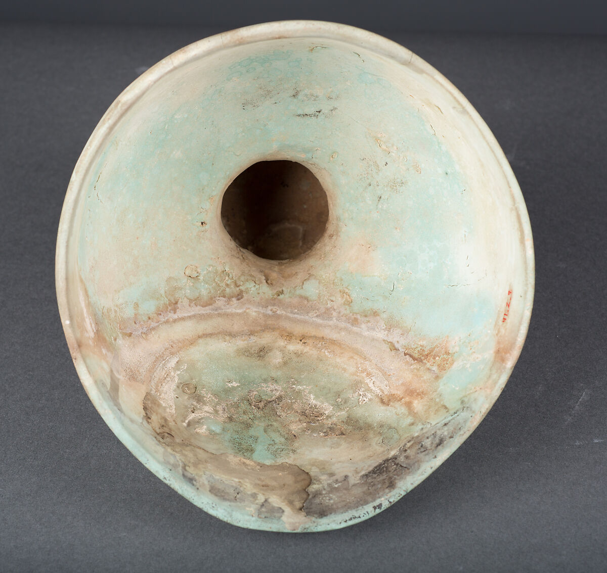 Ceremonial helmet? / funerary crown? inscribed for the Osiris Hor-Psamtik, Faience