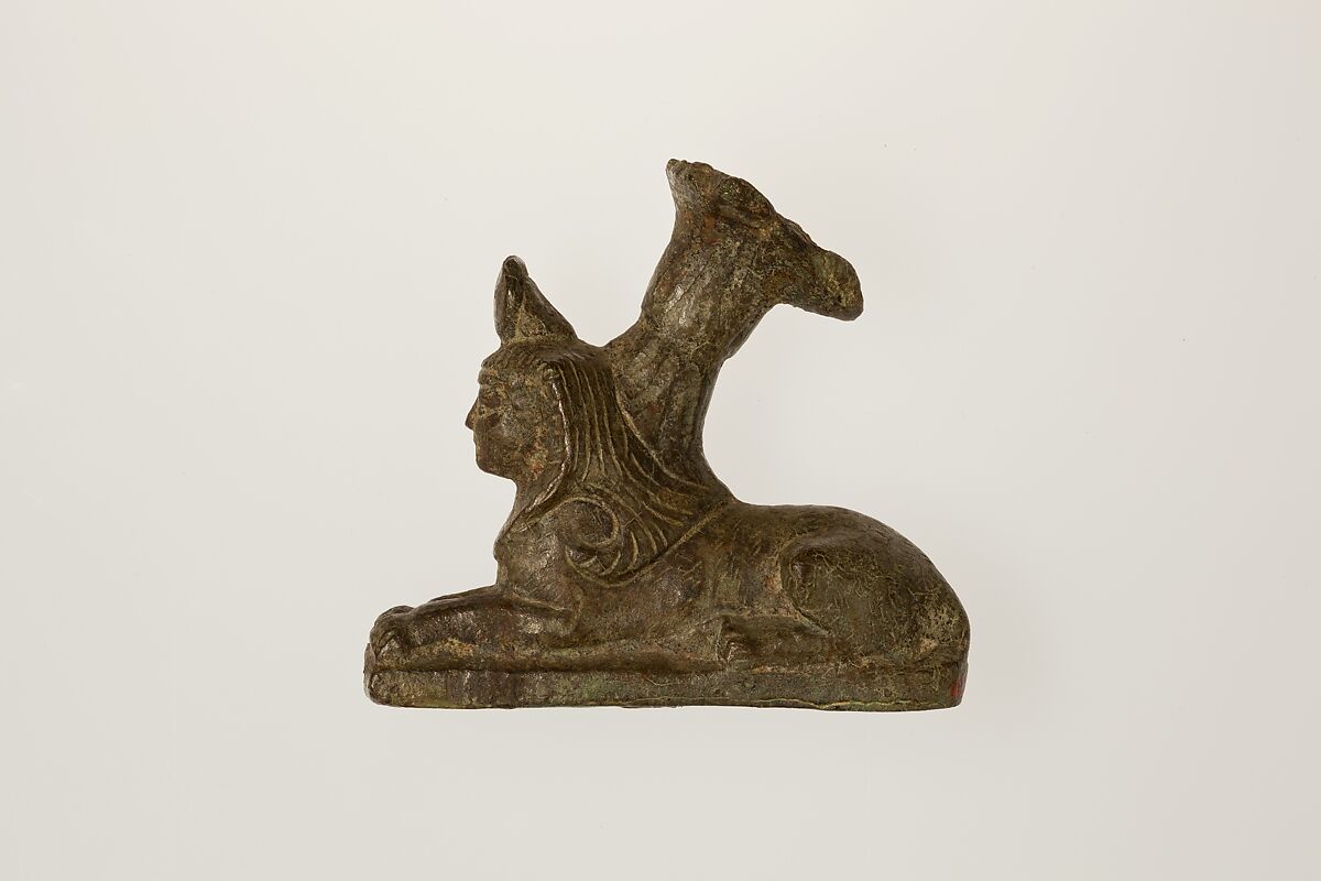 Sphinx-shaped foot of vessel, Copper alloy 