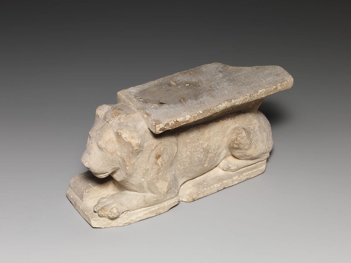 Model of a temple door bolt with recumbent lion, Limestone