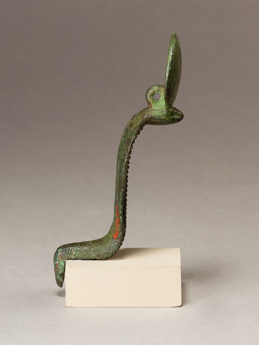 Uraeus fitting from shrine, Cupreous metal