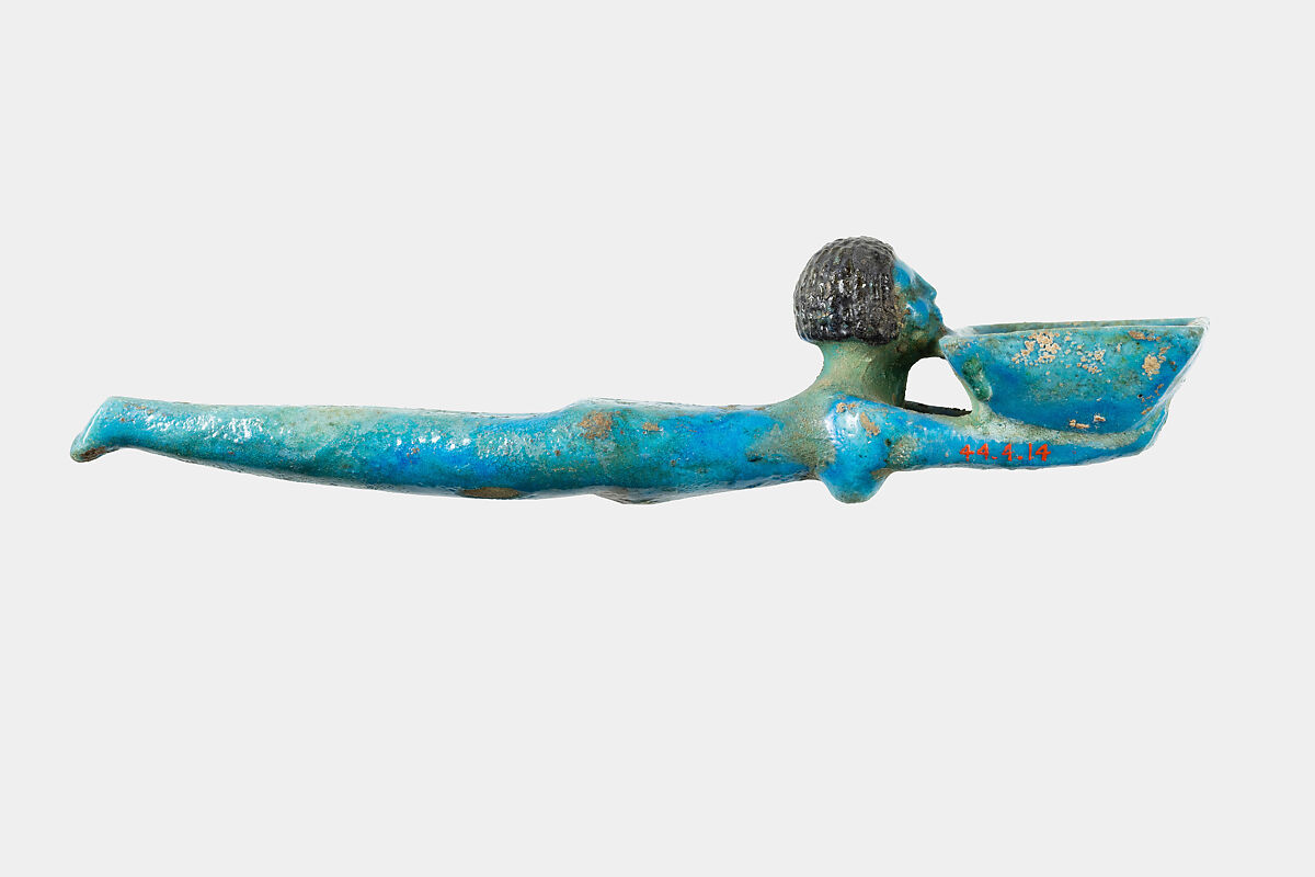 Cosmetic Spoon in the Form of a Swimming Girl, Faience
