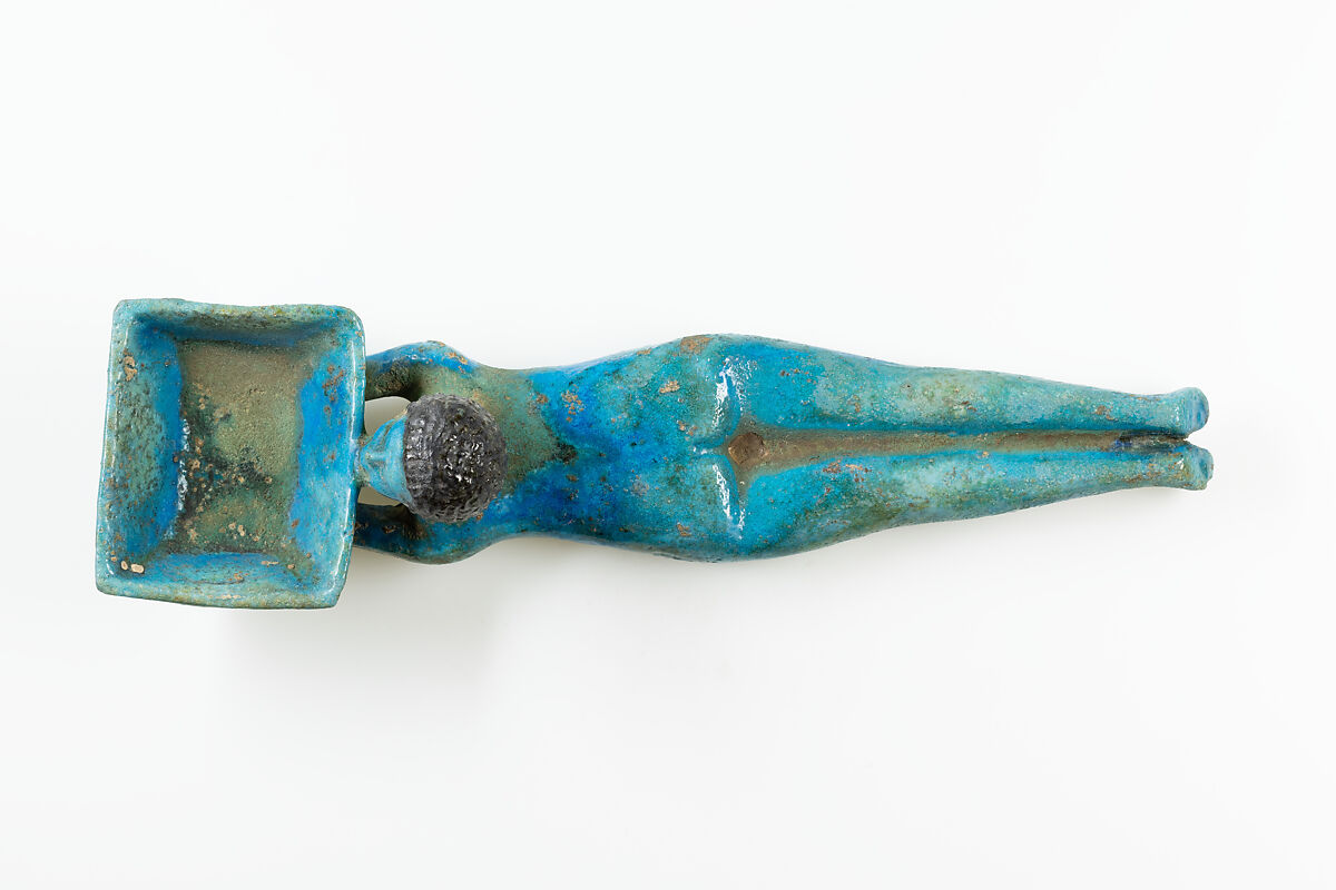 Cosmetic Spoon in the Form of a Swimming Girl, Faience