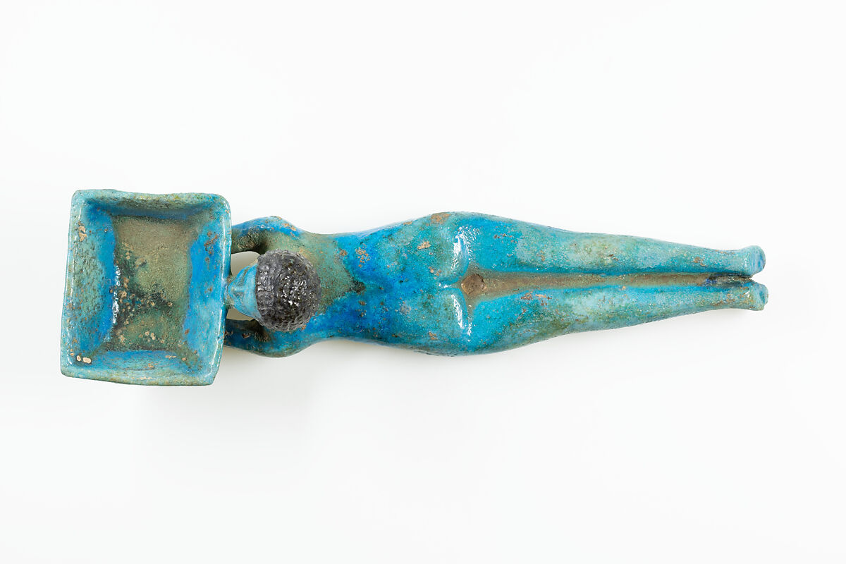 Cosmetic Spoon in the Form of a Swimming Girl, Faience