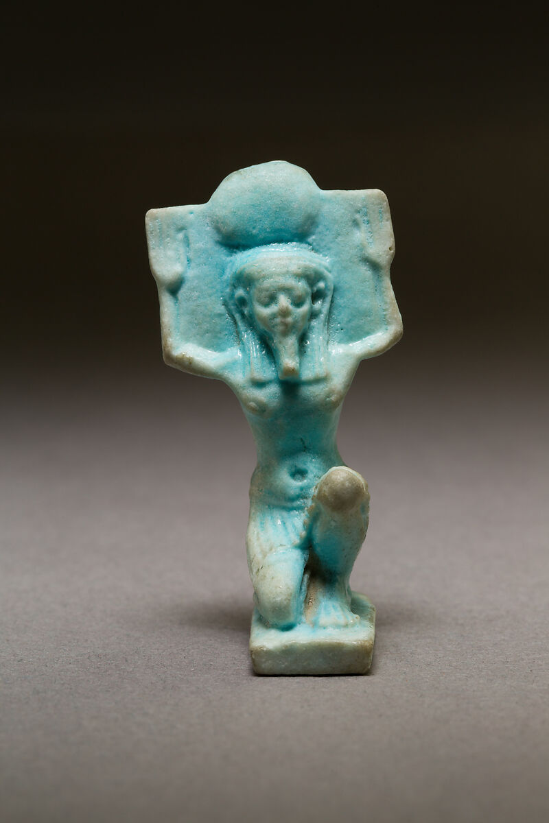 Shu amulet, Faience 