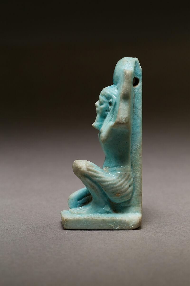 Shu amulet, Faience