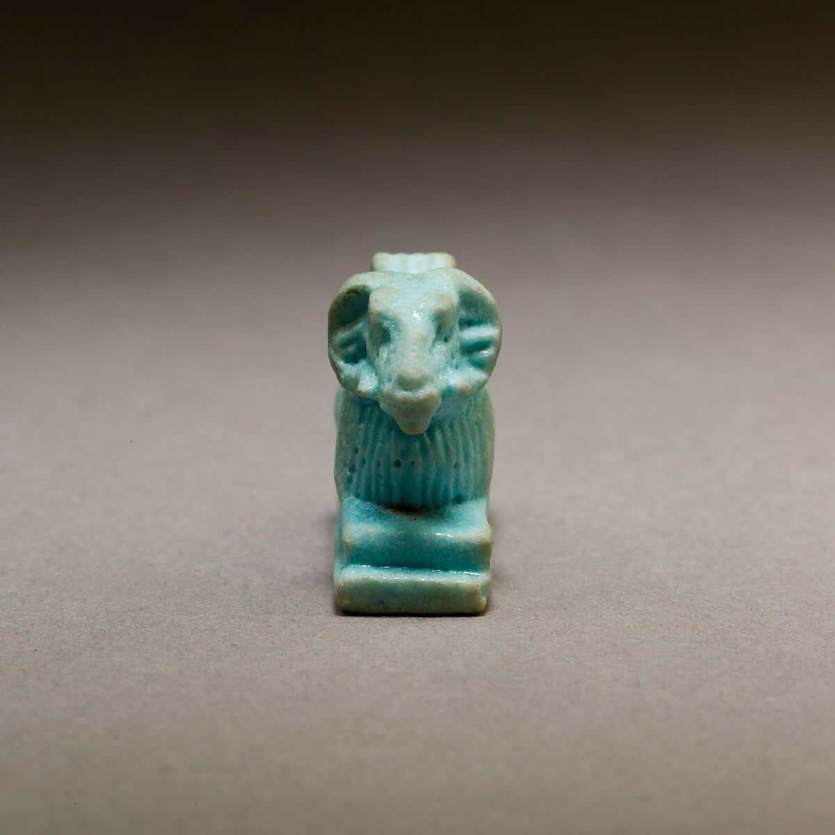 Ram amulet, Pale blue faience