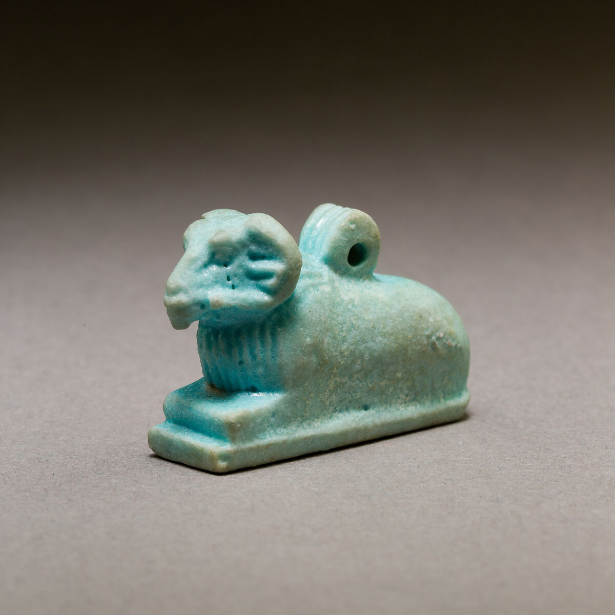 Ram amulet, Pale blue faience