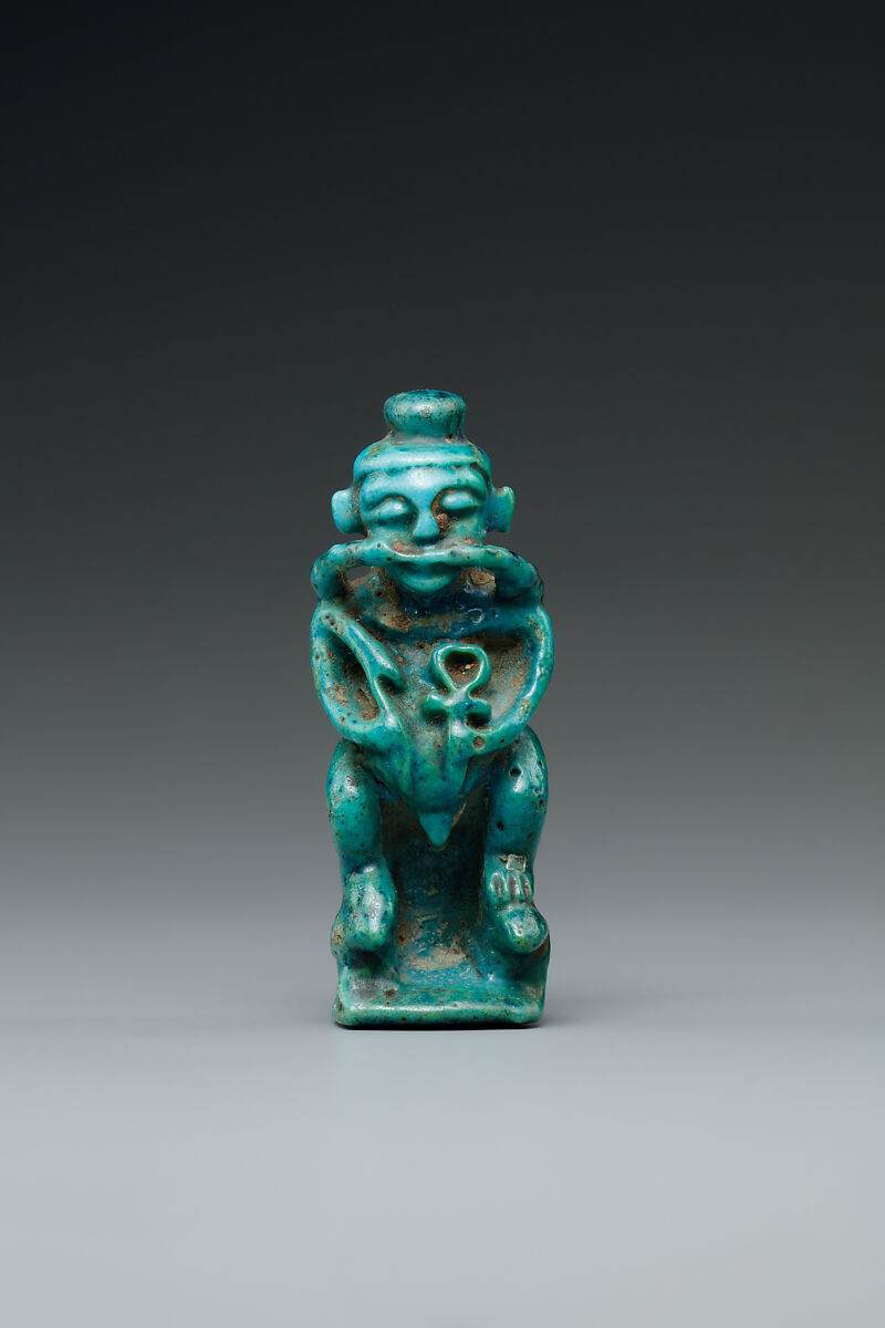 Pataikos amulet, Faience 