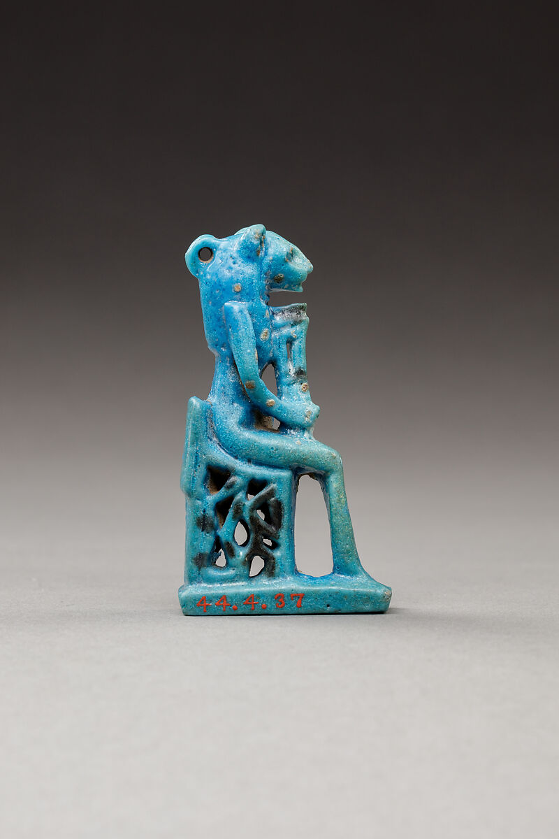 Bastet amulet, Faience