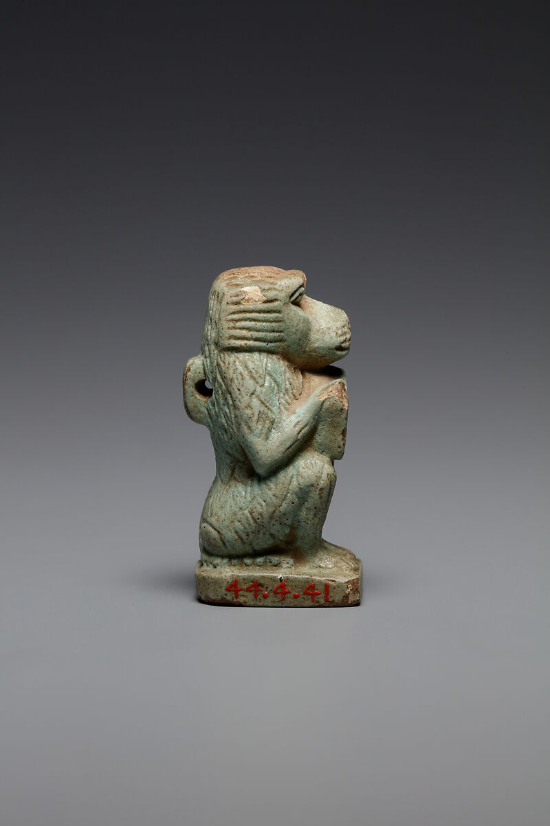 Baboon with a wedjat eye, Faience