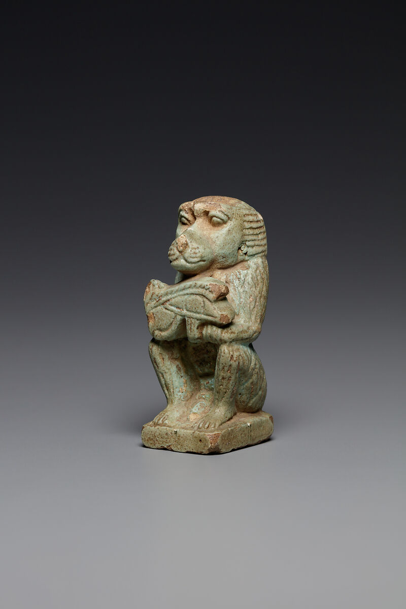 Baboon with a wedjat eye, Faience