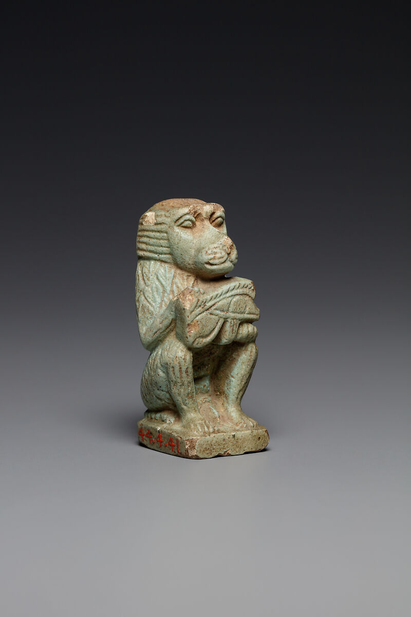 Baboon with a wedjat eye, Faience
