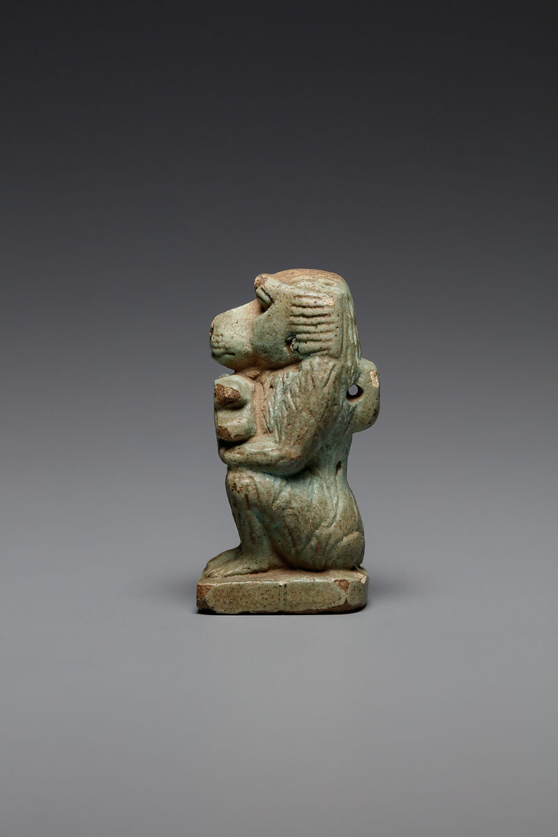 Baboon with a wedjat eye, Faience