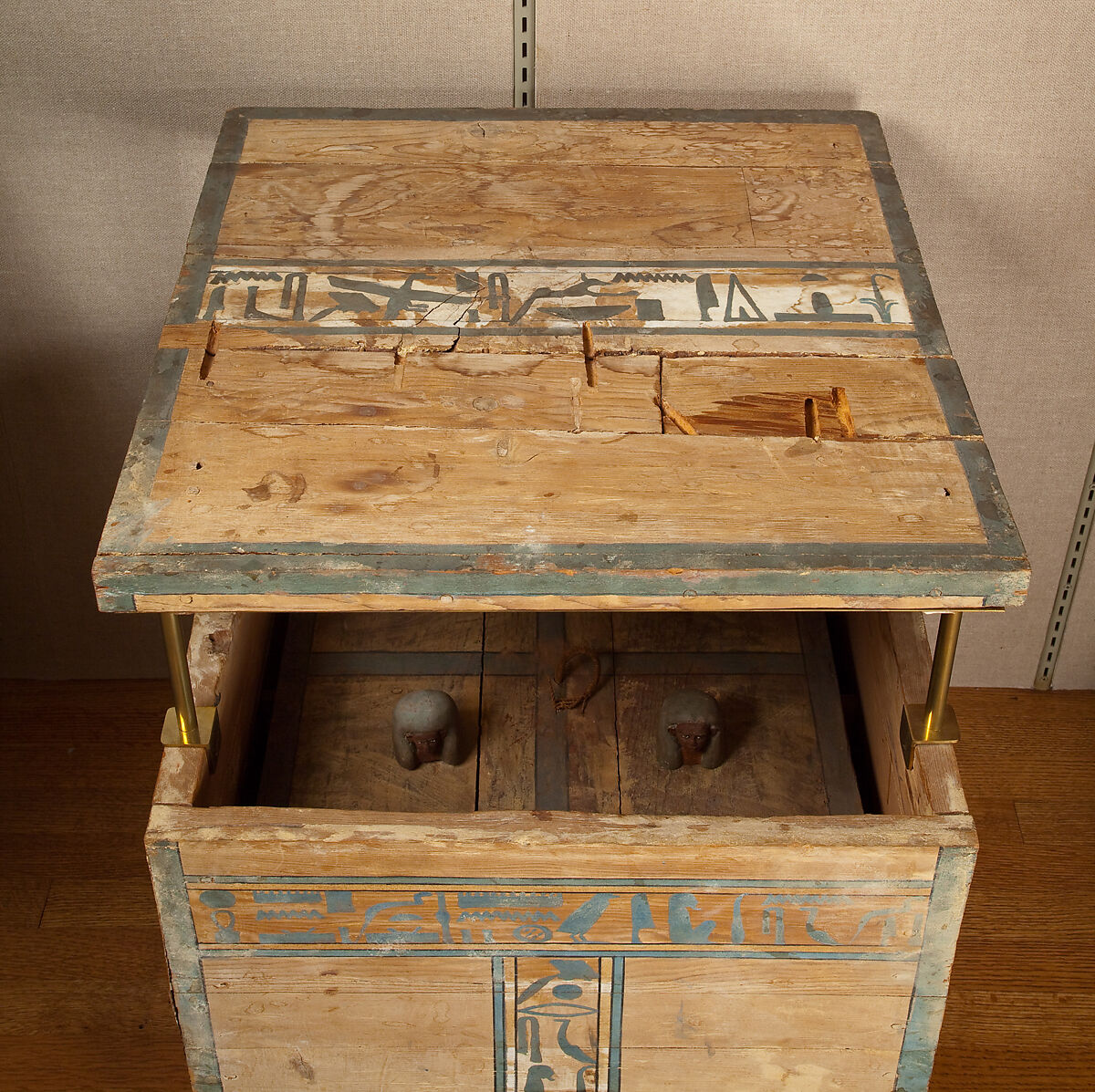 Canopic Chest of Senbi, Wood (ziziphus sp.), paint, string