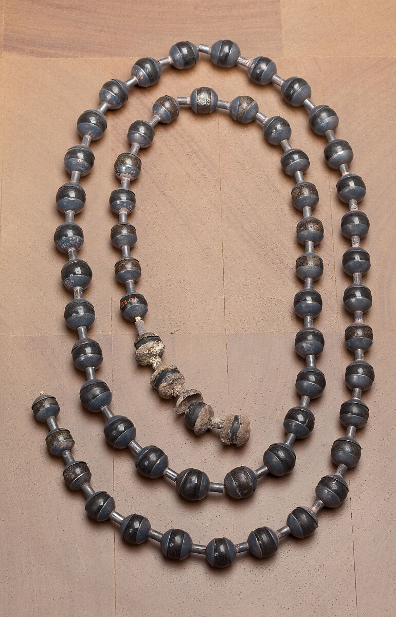Necklace of Hapiankhtifi, Black obsidian ball beads; silver caps
Silver 
