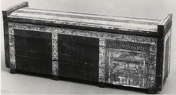 Inner rectangular coffin of Hapiankhtifi, Coniferous wood (Taxus sp.), paint 