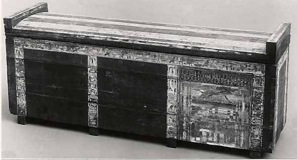 Inner rectangular coffin of Hapiankhtifi, Coniferous wood (Taxus sp.), paint