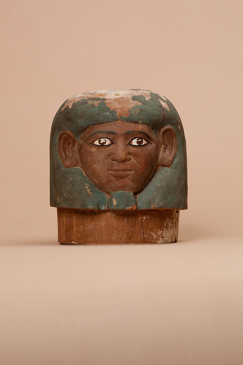 Canopic jar lid of Ukhhotep, Wood (Cedrus sp.), paint 