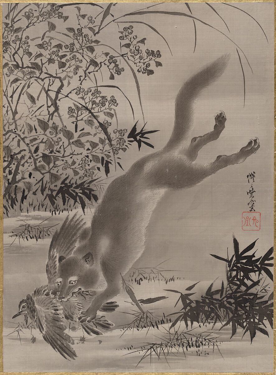 Kawanabe Kyōsai 河鍋暁斎 | Fox Catching Bird | Japan | Meiji 