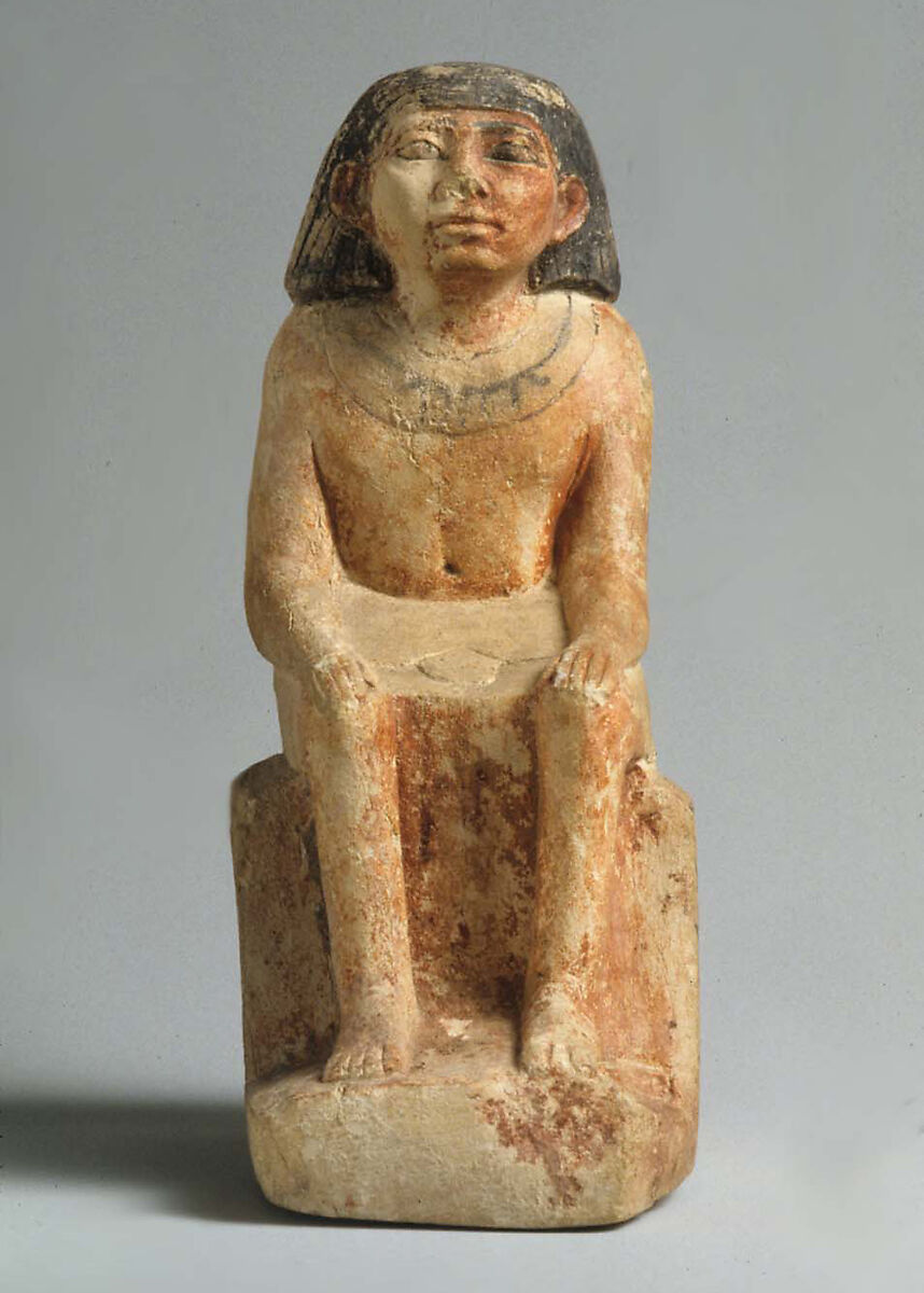 Statuette of man, Limestone, paint 