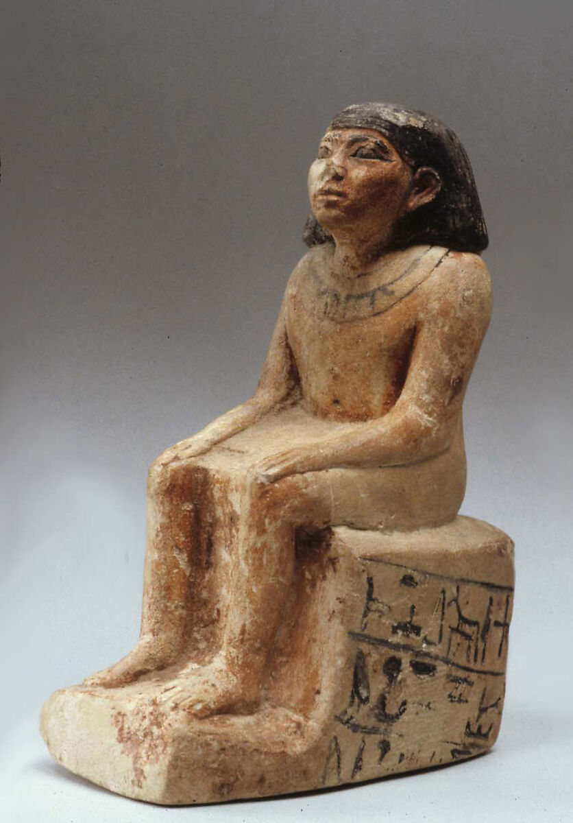 Statuette of man, Limestone, paint