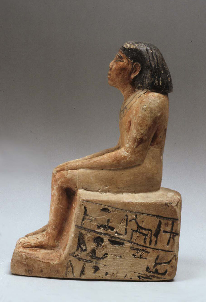 Statuette of man, Limestone, paint