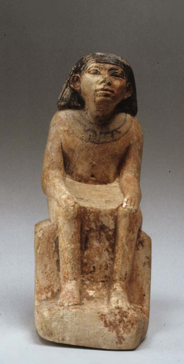 Statuette of man, Limestone, paint