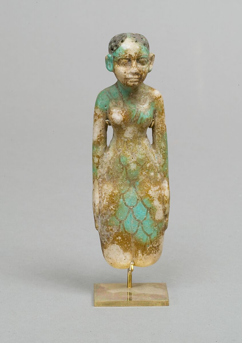 Fertility figurine, Faience, blue-green glaze 