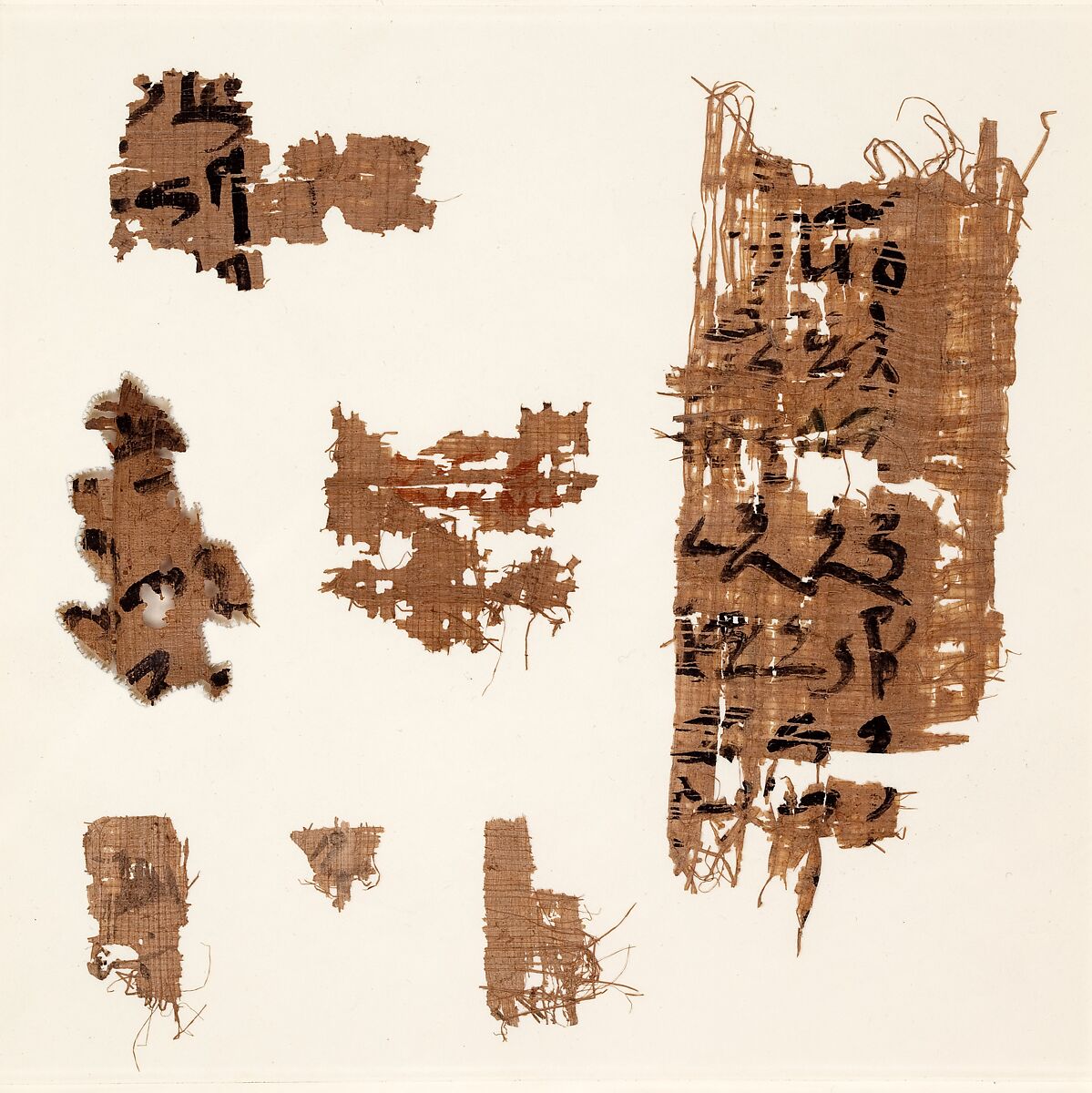 Seven papyrus fragments, Papyrus, ink 
