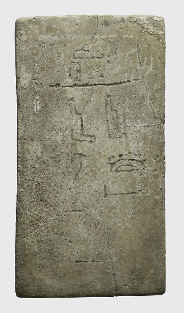 Foundation deposit plaque of Amenemhat I, Faience 