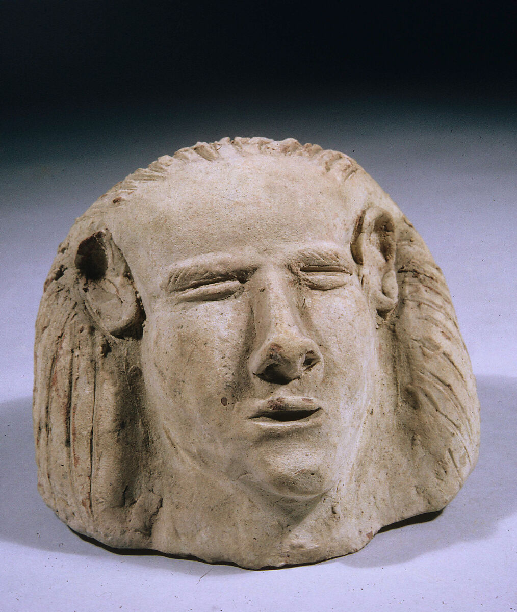 Canopic jar head, Pottery, marl C, self slip 