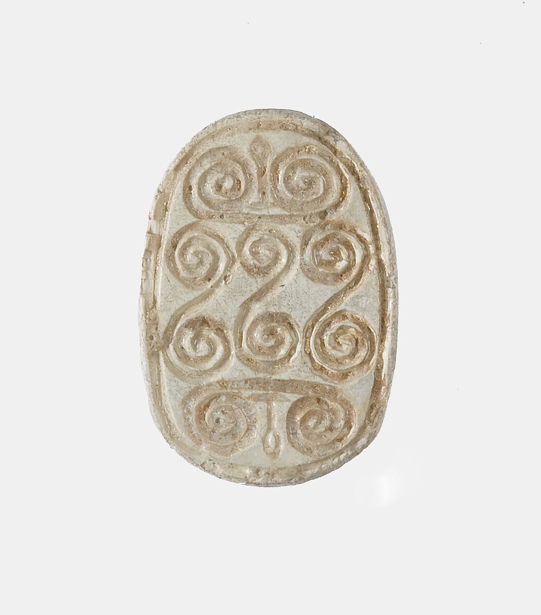 Scarab Incised with Hieroglyphs and Scrolls, Glazed steatite