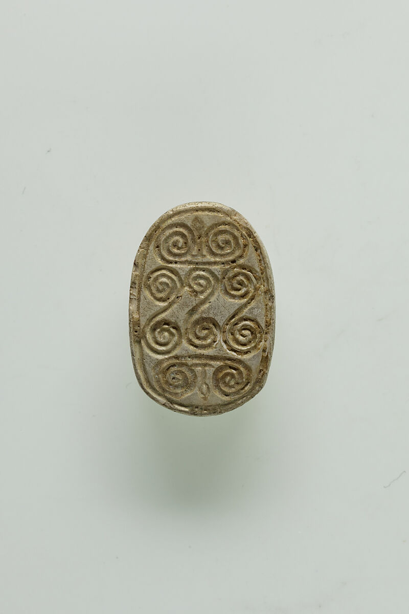 Scarab Incised with Hieroglyphs and Scrolls, Glazed steatite 