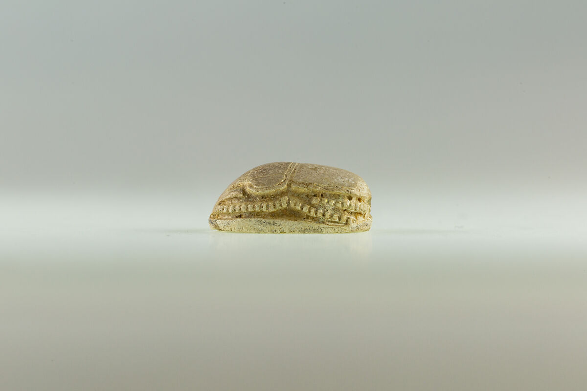 Scarab Incised with Hieroglyphs and Scrolls, Glazed steatite