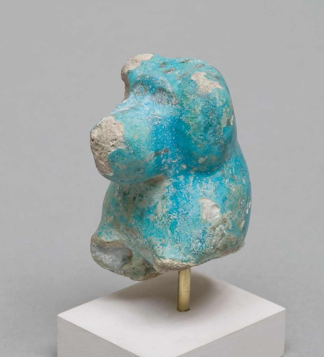 Upper part of a baboon, Faience, Paste 