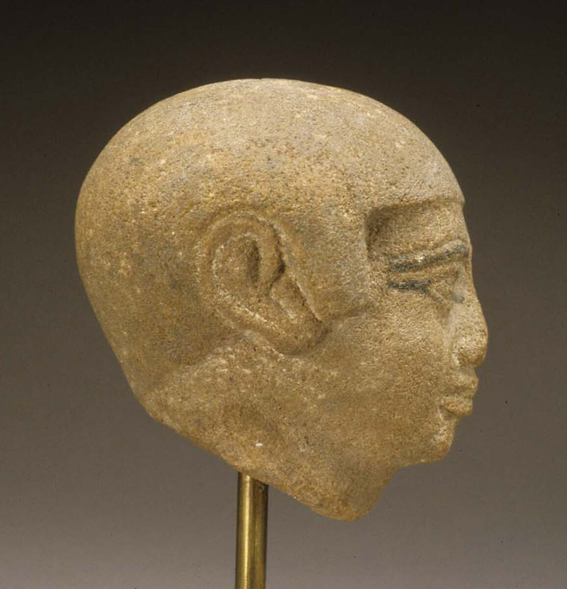 Head of a male statue, Sandstone, paint