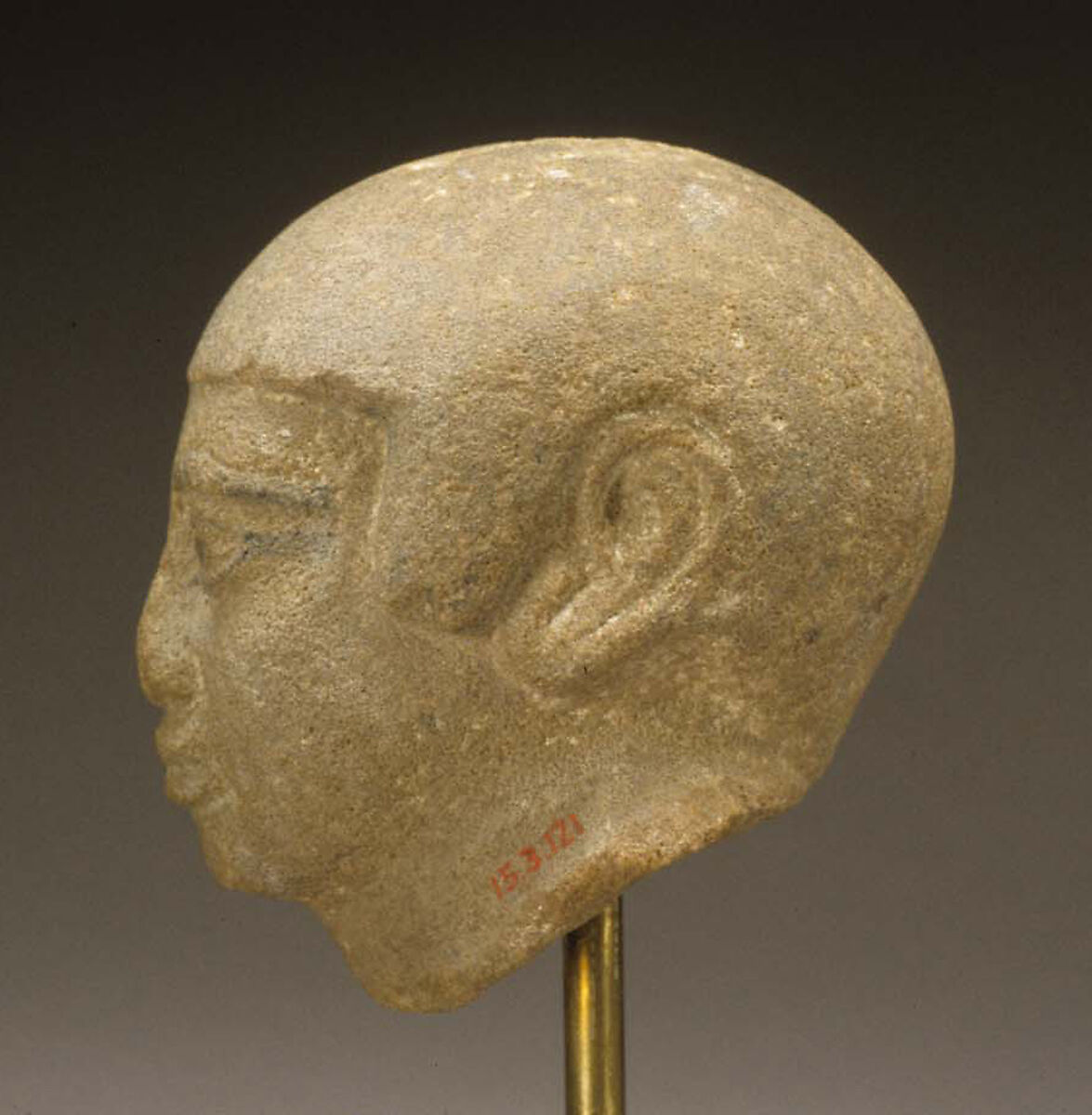 Head of a male statue, Sandstone, paint