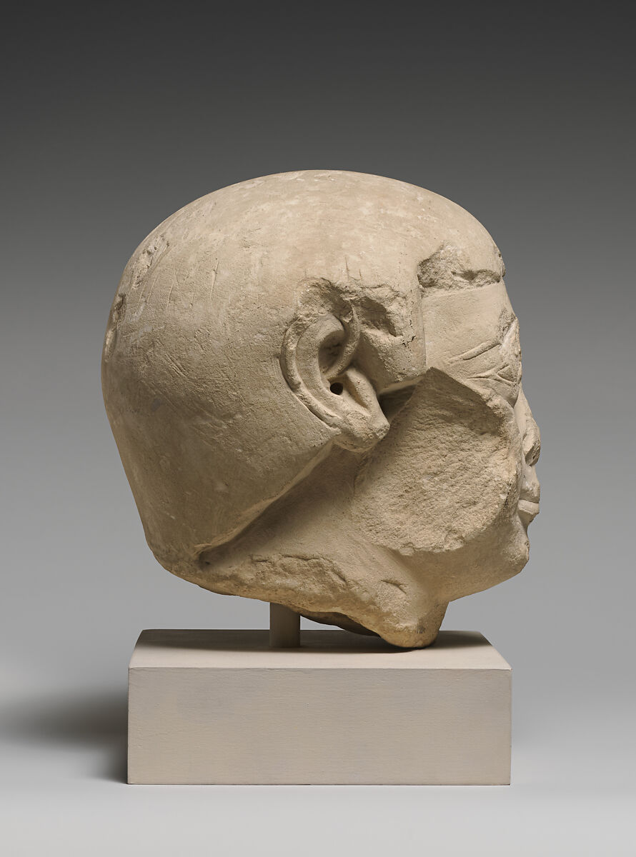 Head of statue, Limestone