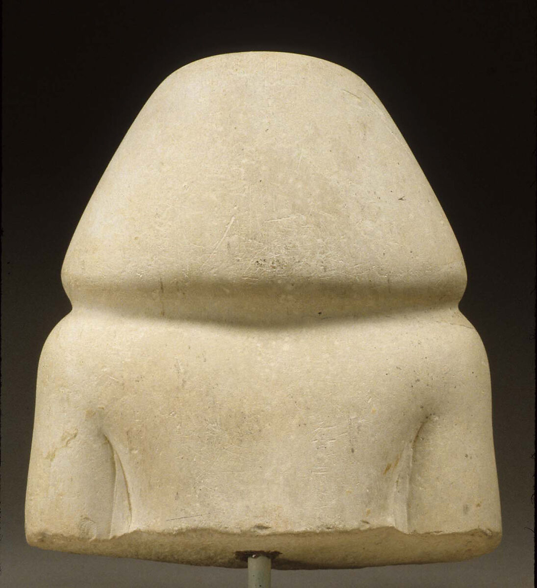 Upper part of male statue, Limestone, paint