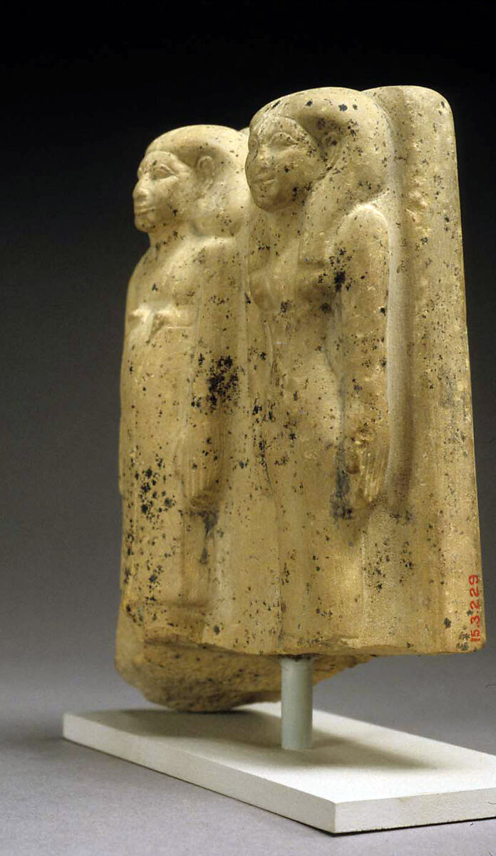 Group statue of man and woman, Limestone