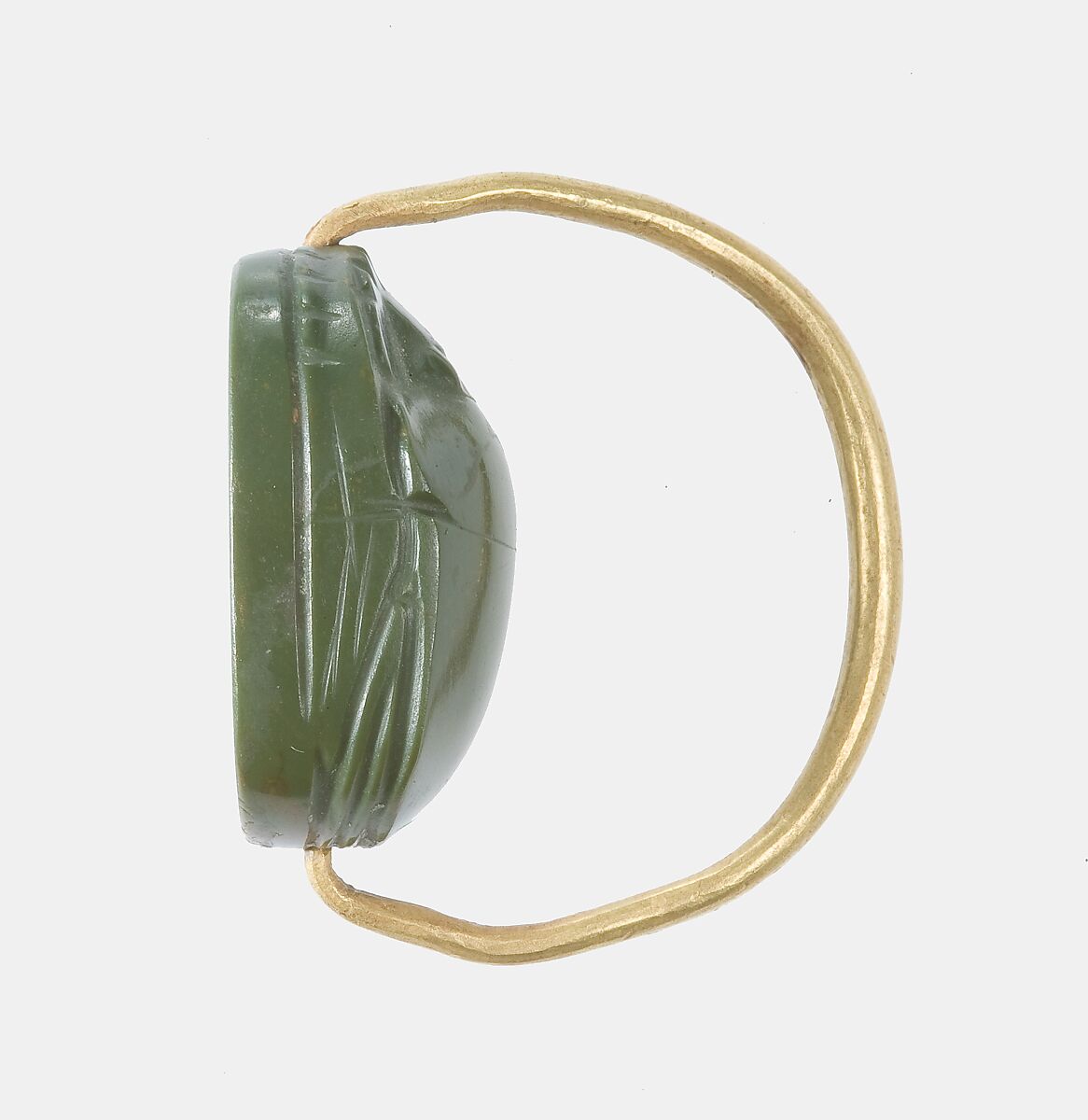 Scarab Finger Ring of an Official, Green jasper