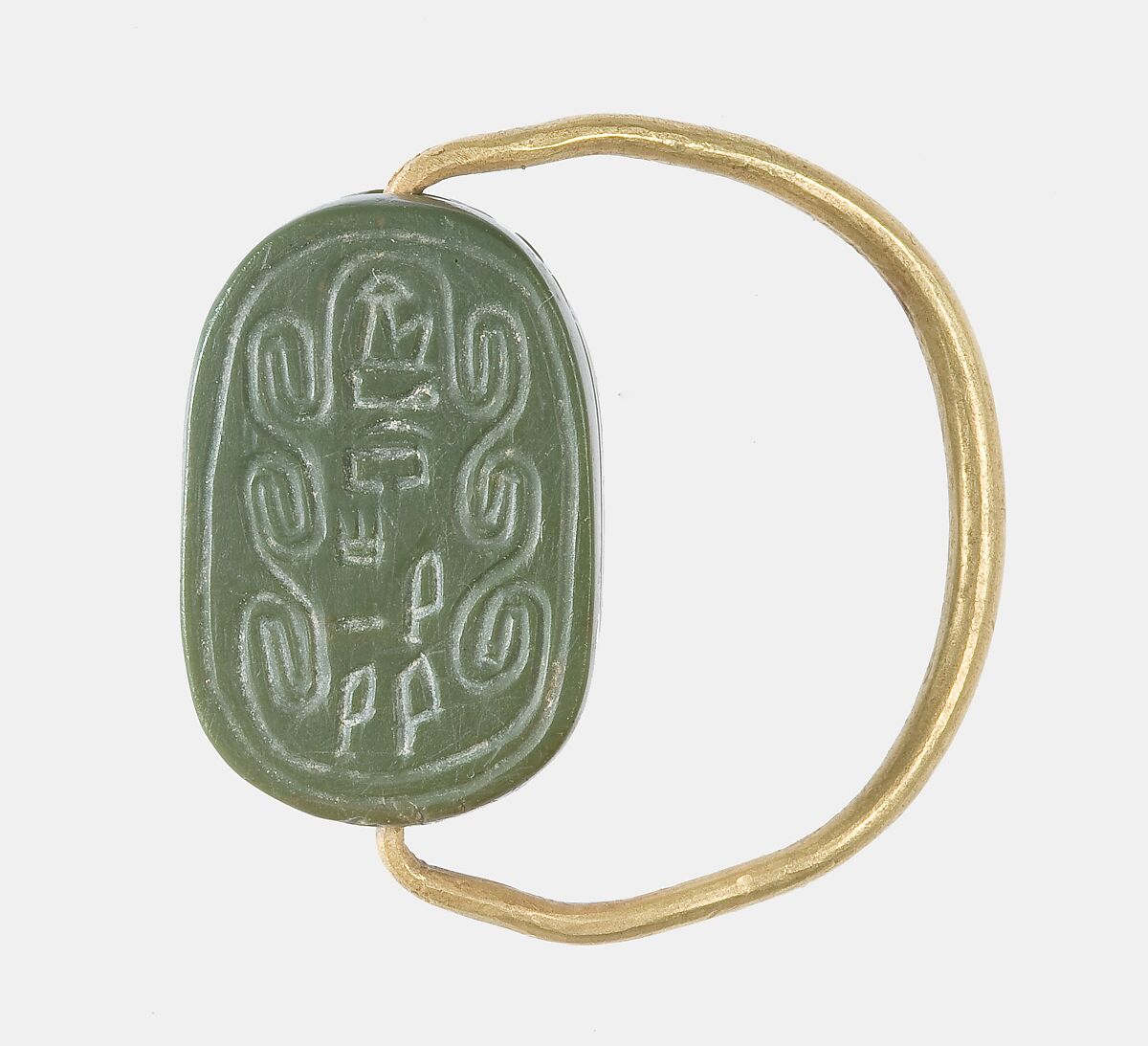 Scarab Finger Ring of an Official, Green jasper 