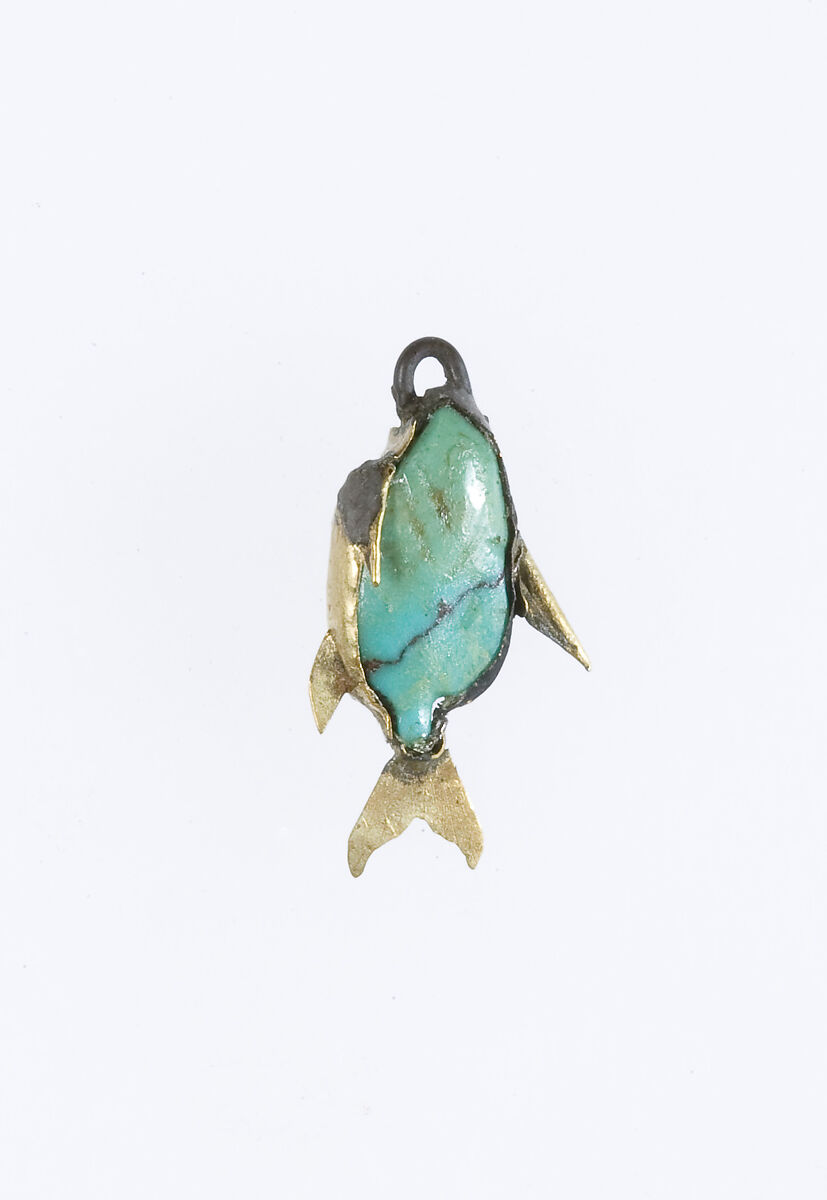 Fish Pendant, Turquoise, gold