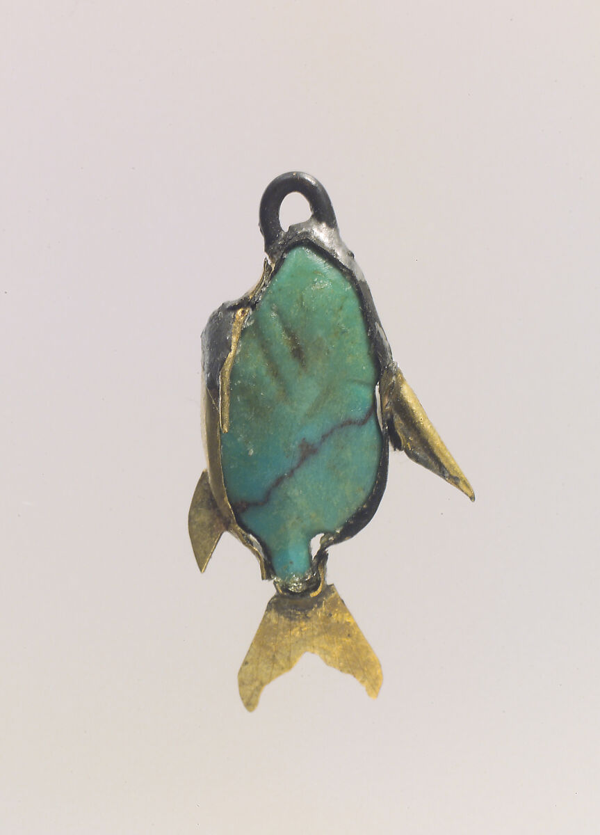 Fish Pendant, Turquoise, gold 