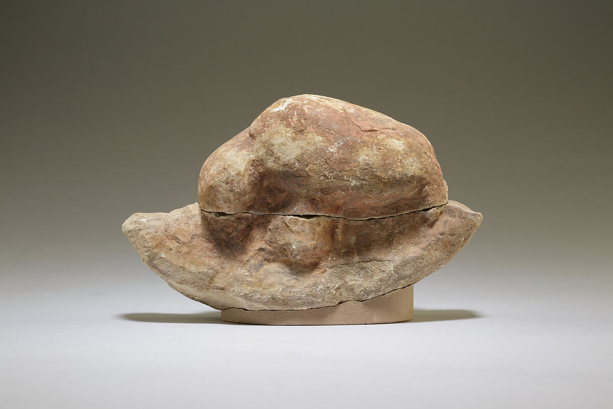 Model boat with hippopotamus, Limestone, paint