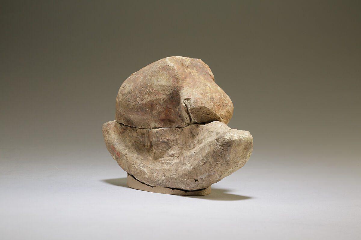 Model boat with hippopotamus, Limestone, paint