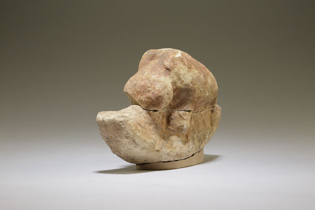 Model boat with hippopotamus, Limestone, paint